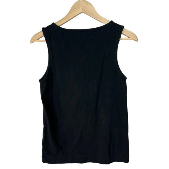 Kate Spade Black Bow Tie Front Pomona Tank Top Size Medium Cotton Blend Stretch - Picture 2 of 6